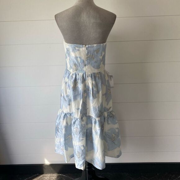 Kay Unger CASSIE MIDI DRESS Size 12 Blue, Silver, White - Picture 6 of 11
